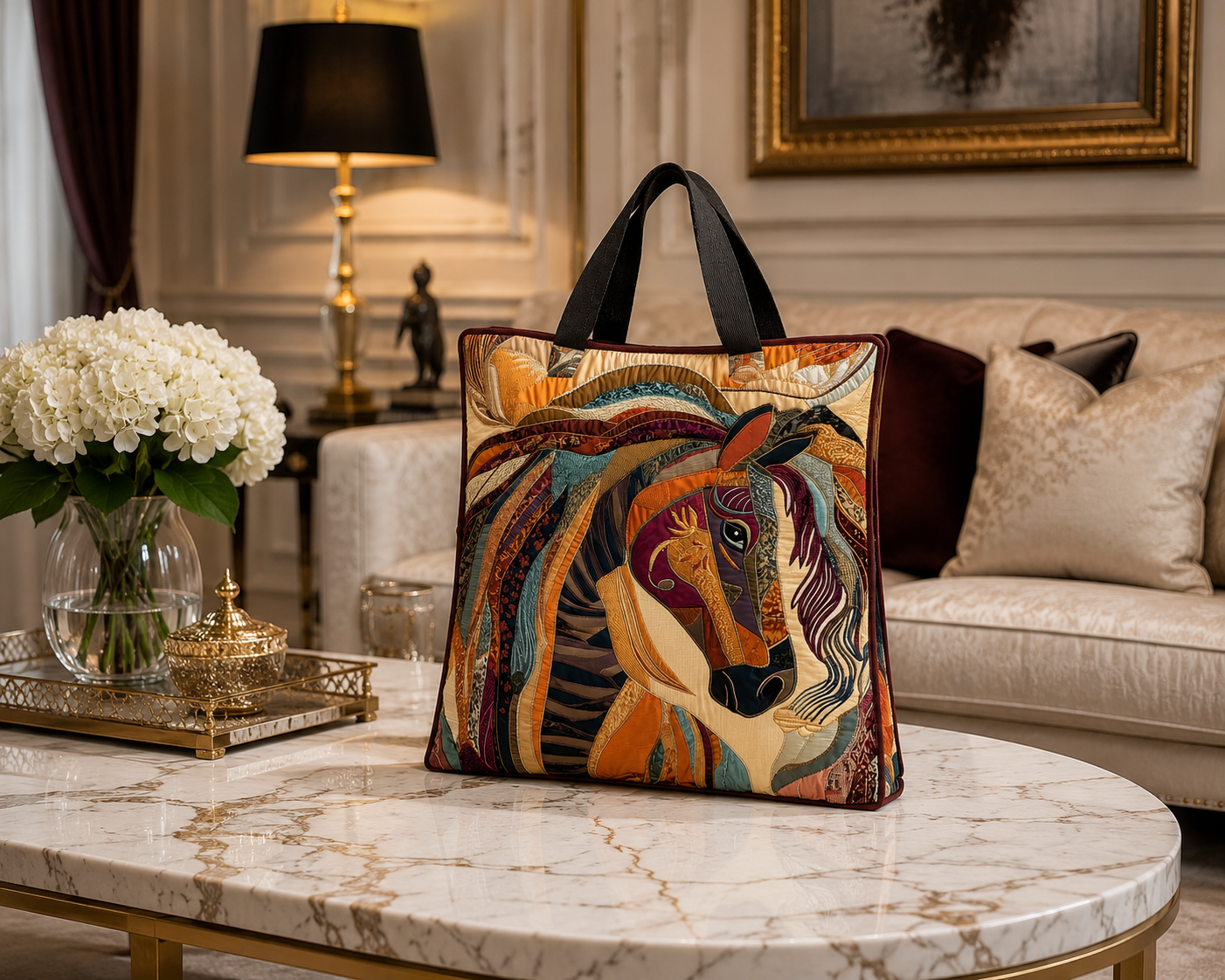 Bolsa Tote Matelassê - Cavalo Mosaico Multicolorido