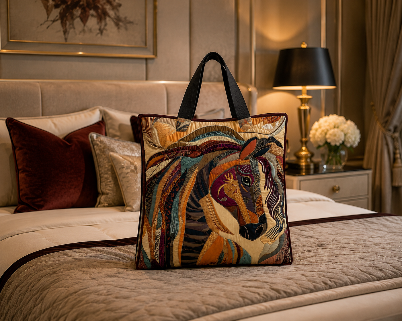 Bolsa Tote Matelassê - Cavalo Mosaico Multicolorido